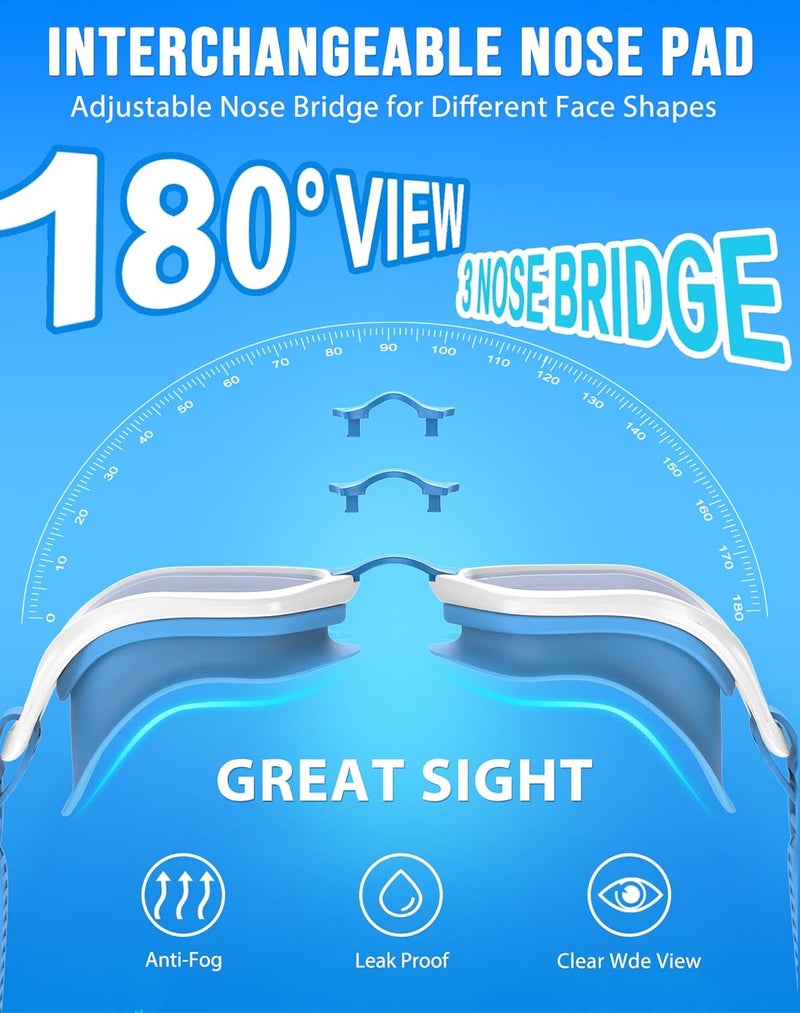 Vegemono Swim Goggles, Unisex Adult Swimming Goggles Anti Fog Anti UV No Leakage Wide View for Men Women Youth - Image 2